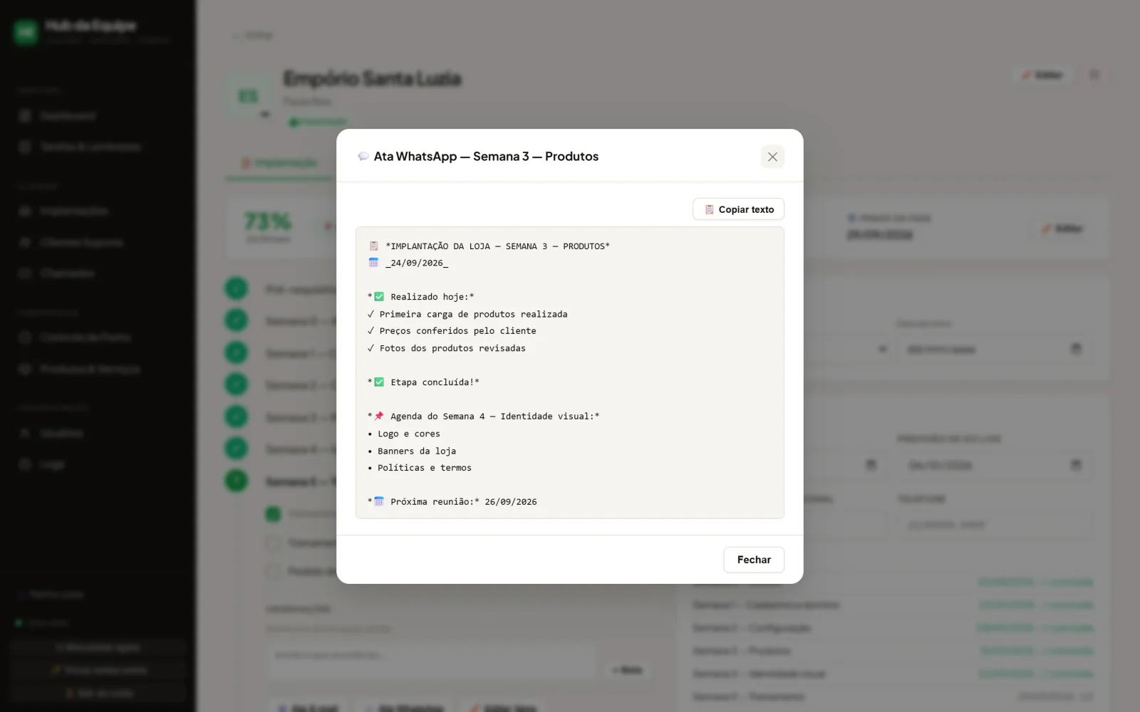 A ata da reunião, pronta pra colar no WhatsApp.